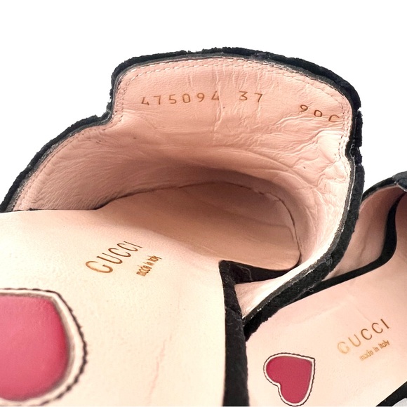 GUCCI | Princetown Black Velvet Monogram GG Logo Horsebit Loafer Slide US 7 - Picture 7 of 11